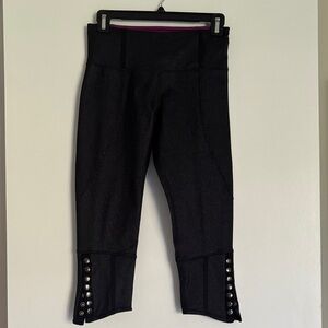 Lululemon Black Cropped Leggings with Button Detail